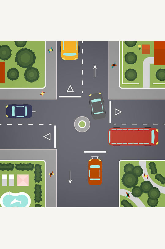 十字路口矢量图片-十字路口矢量素材下载-众图网