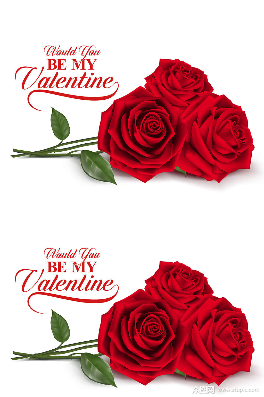 美丽红玫瑰贺卡矢量素材