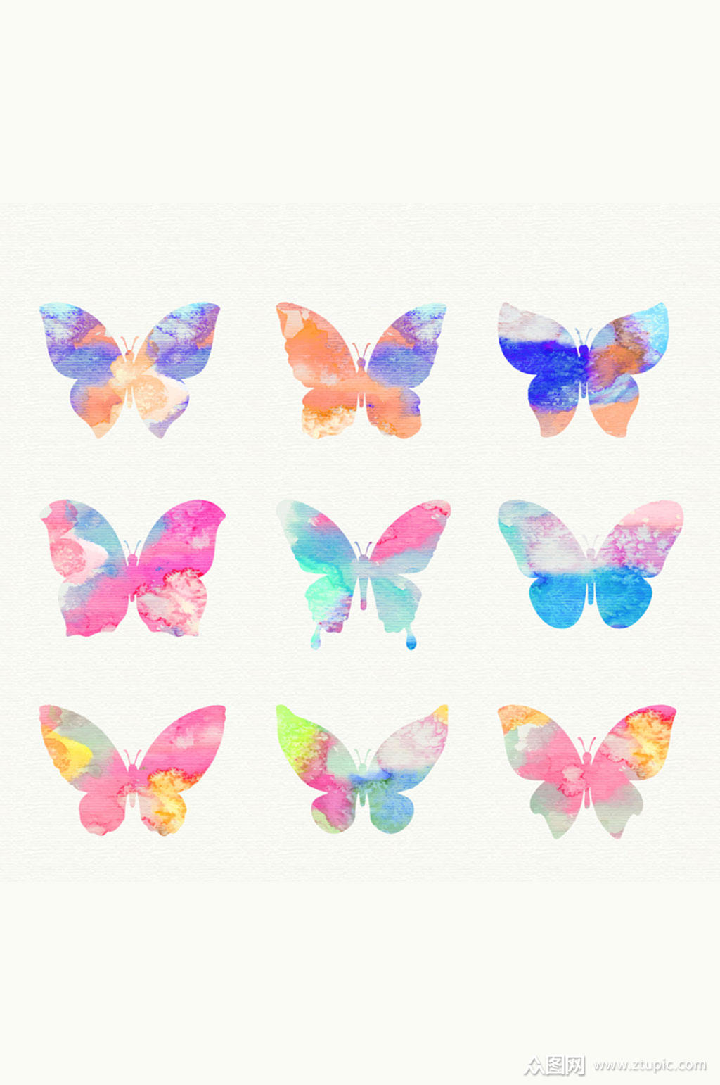 9款创意混色蝴蝶矢量素材