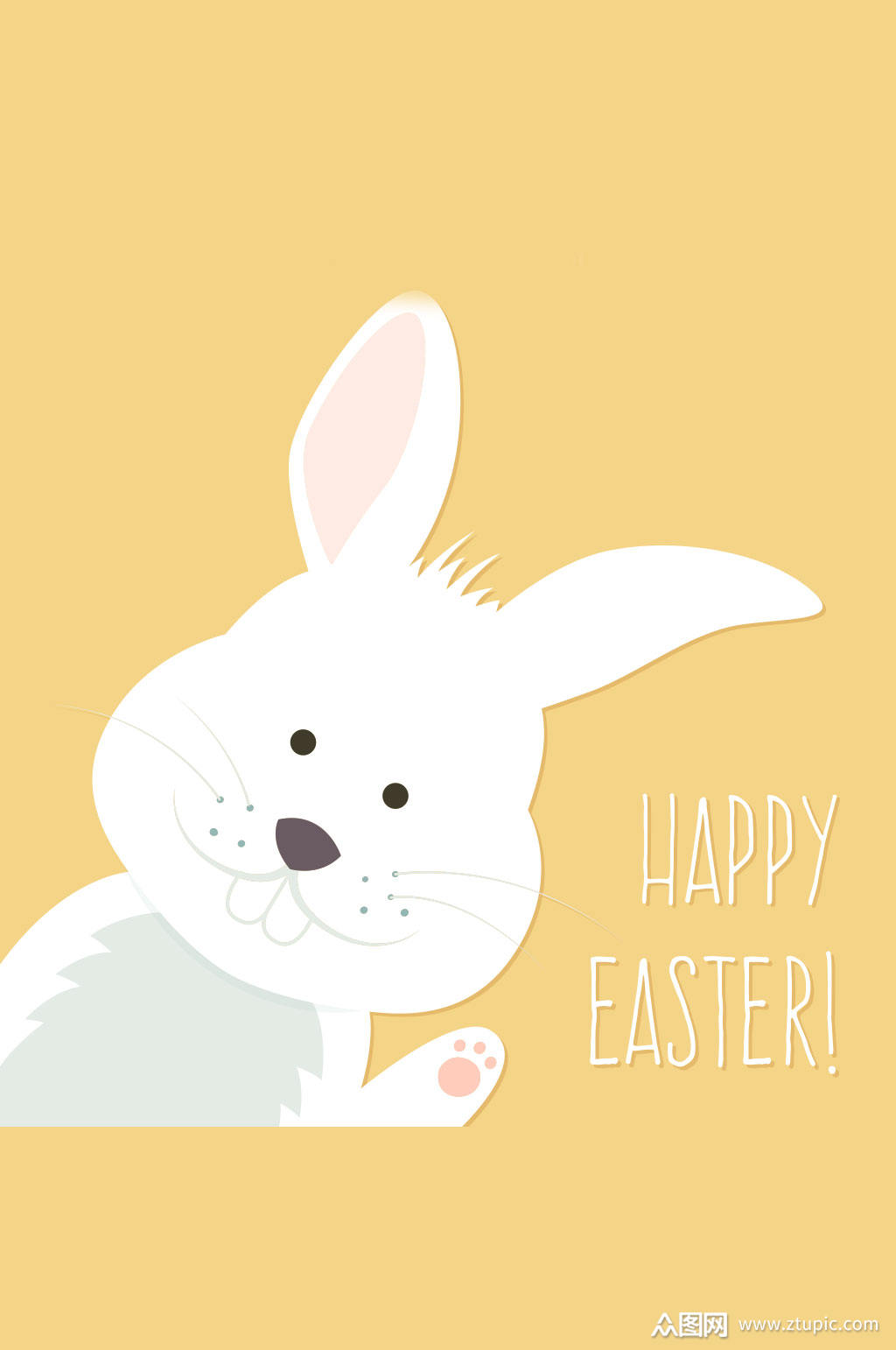 白色板牙兔子矢量素材