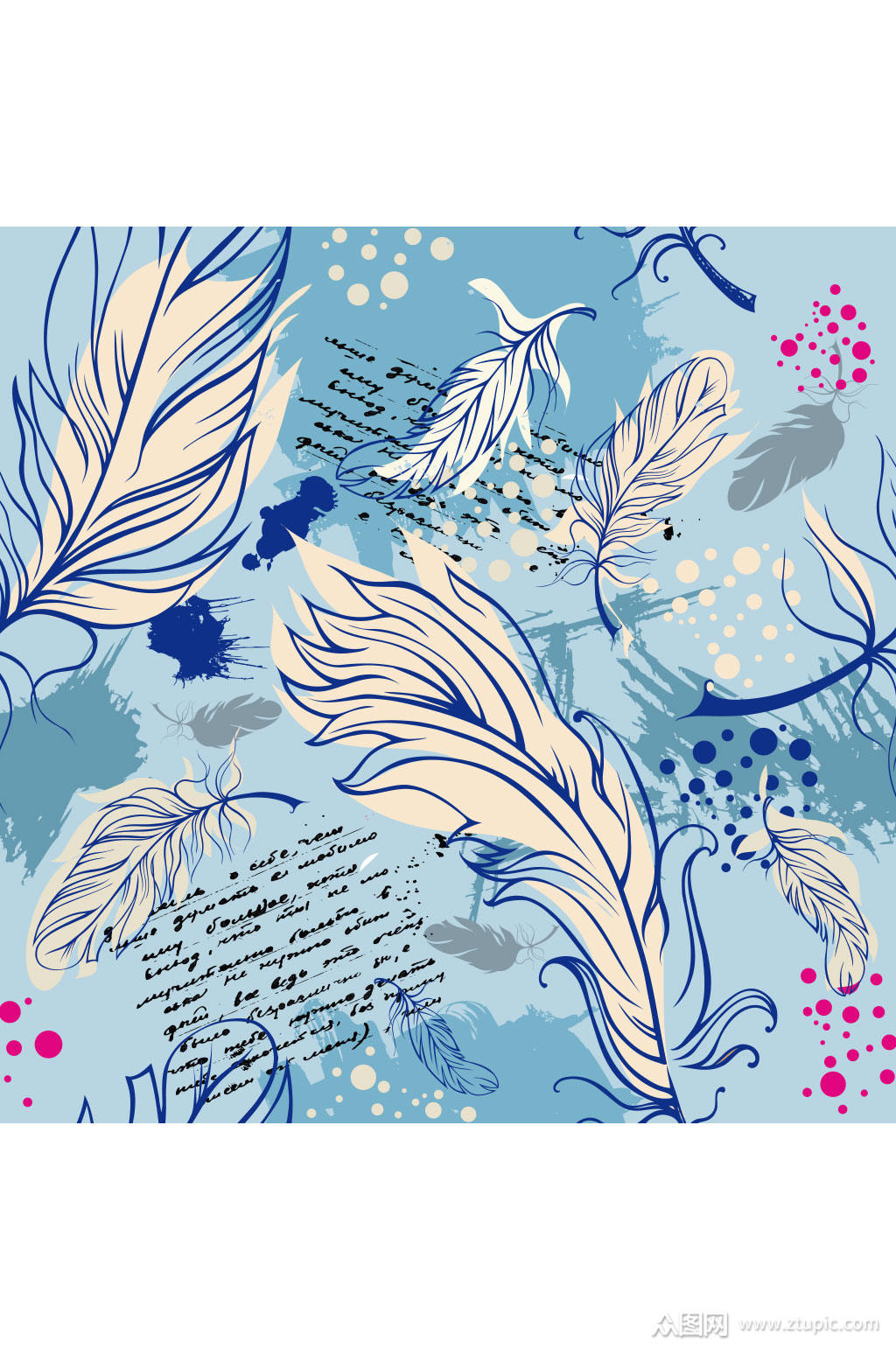 精美手绘羽毛背景矢量素材
