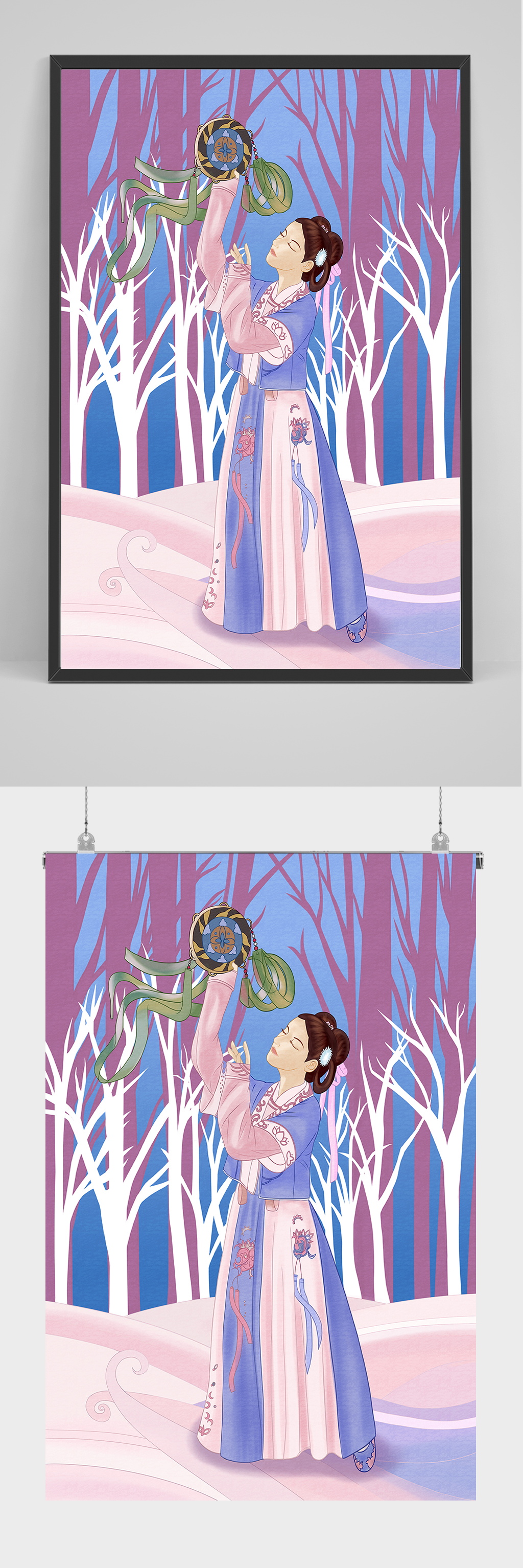 精品国潮新中式美女插画设计素材