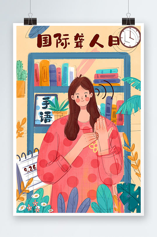 国际聋人日手绘插画设计