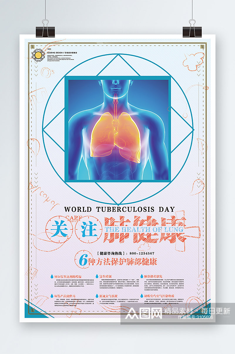 关注肺健康海报设计素材