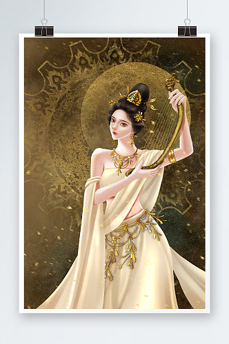 唯美中国风美女手绘插画设计