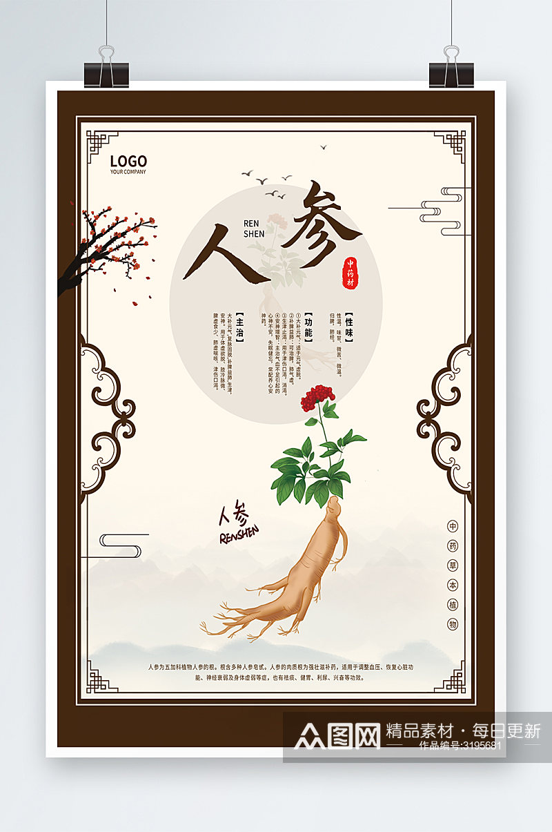 中国风人参海报设计素材