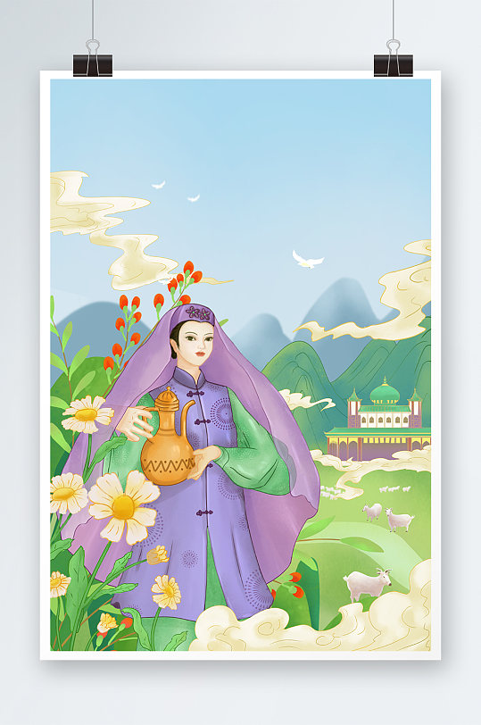 少数名族美女插画设计