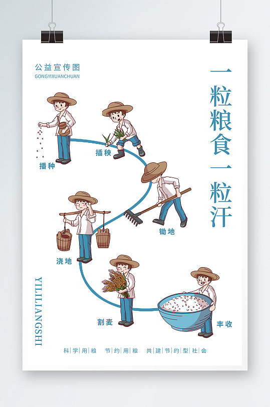 珍惜粮食手绘插画设计