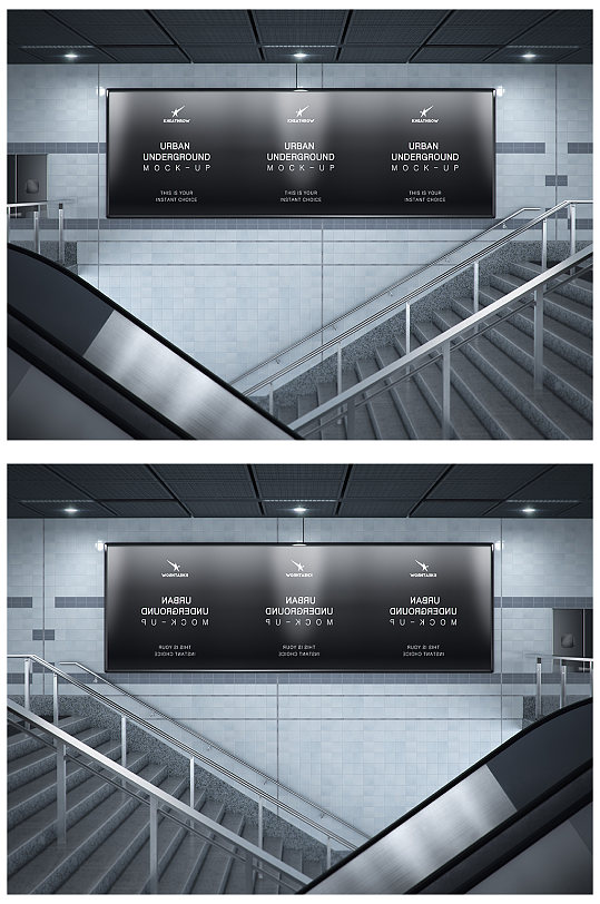 商城地铁地下通道商场电梯箱海报样机-众图网