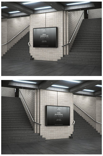 商城地铁地下通道商场电梯箱海报样机