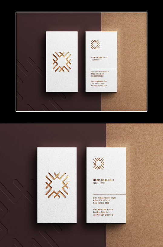 高端商务烫金凹凸名片贴图样机-众图网