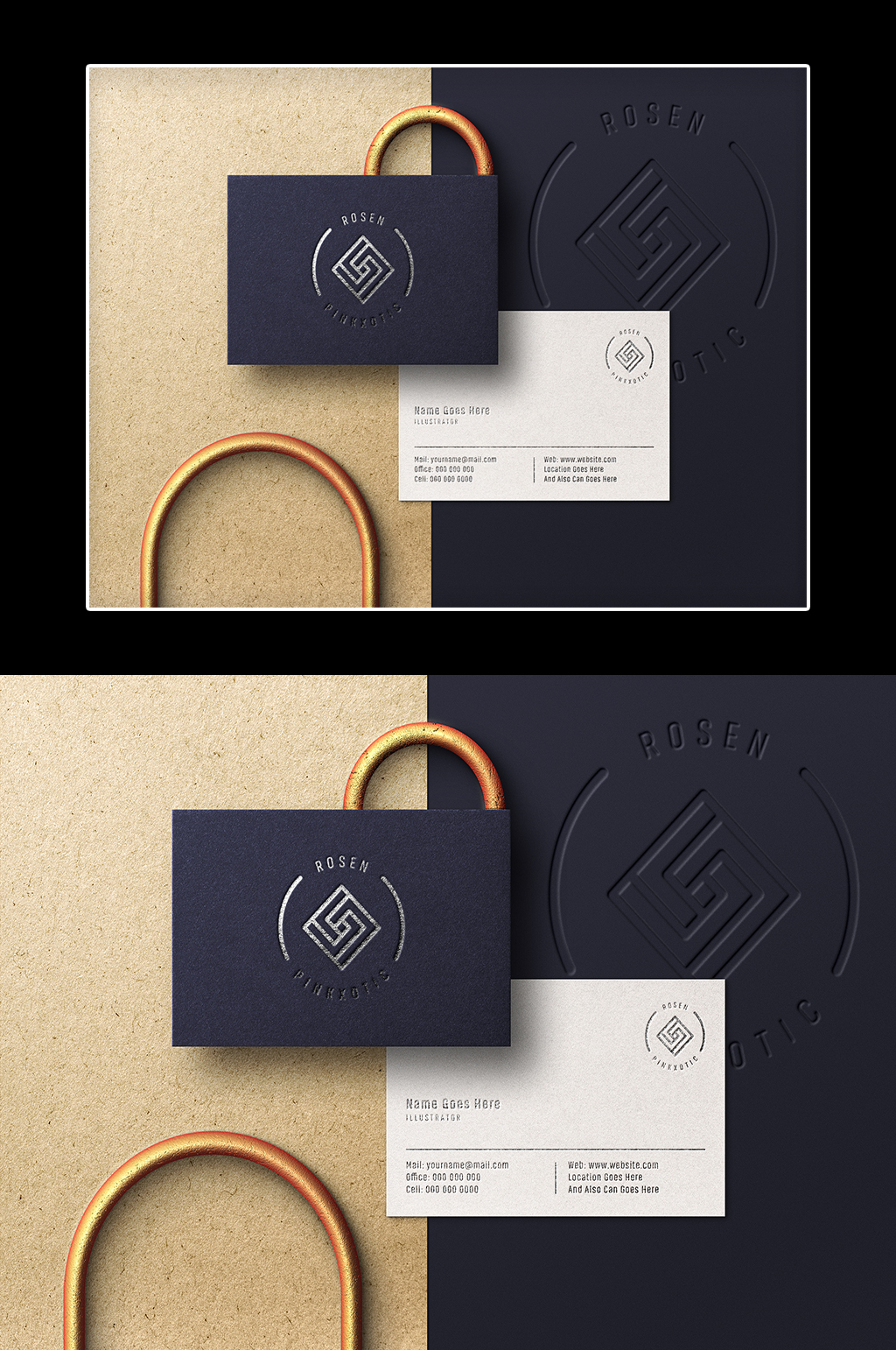 高端商务烫金凹凸名片贴图样机模板下载-编号2435622-众图网