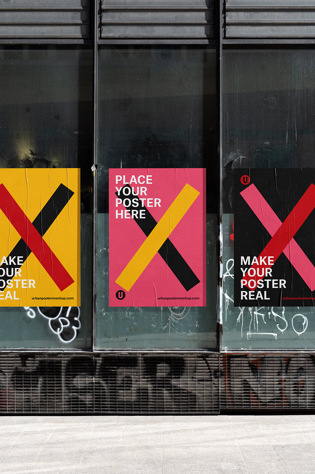 抽象极简欧美街头涂鸦海报样机模板下载-编号2461420-众图网