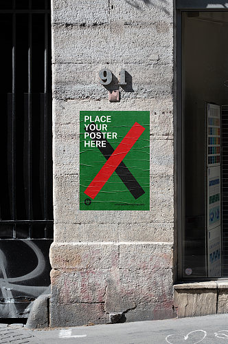 欧美极简主义抽象街头海报样机