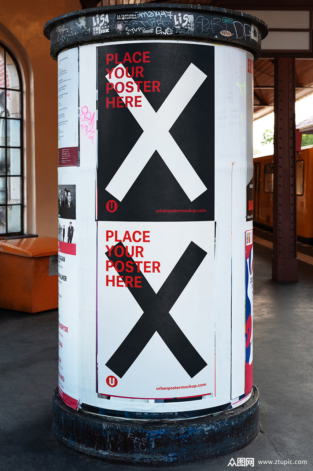 欧美街头黑白色海报样机