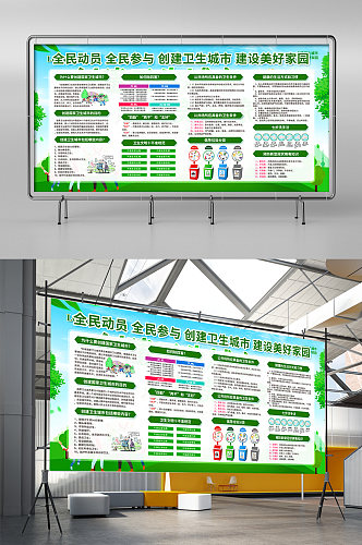 全员运动全员参与构建文明城市展板