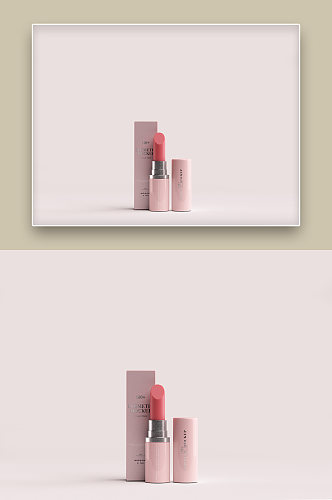 粉红色口红包装化妆品样机