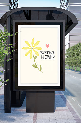 北欧优雅花卉手绘海报