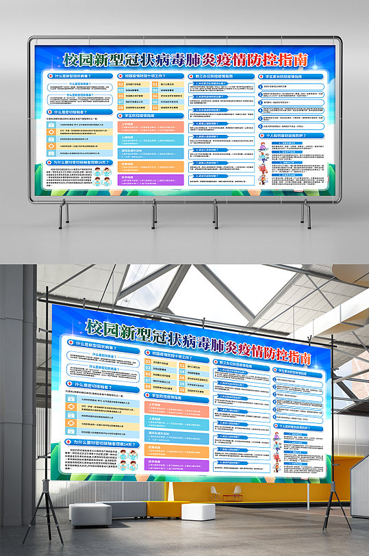 校园新冠病毒疫情防控指南展架