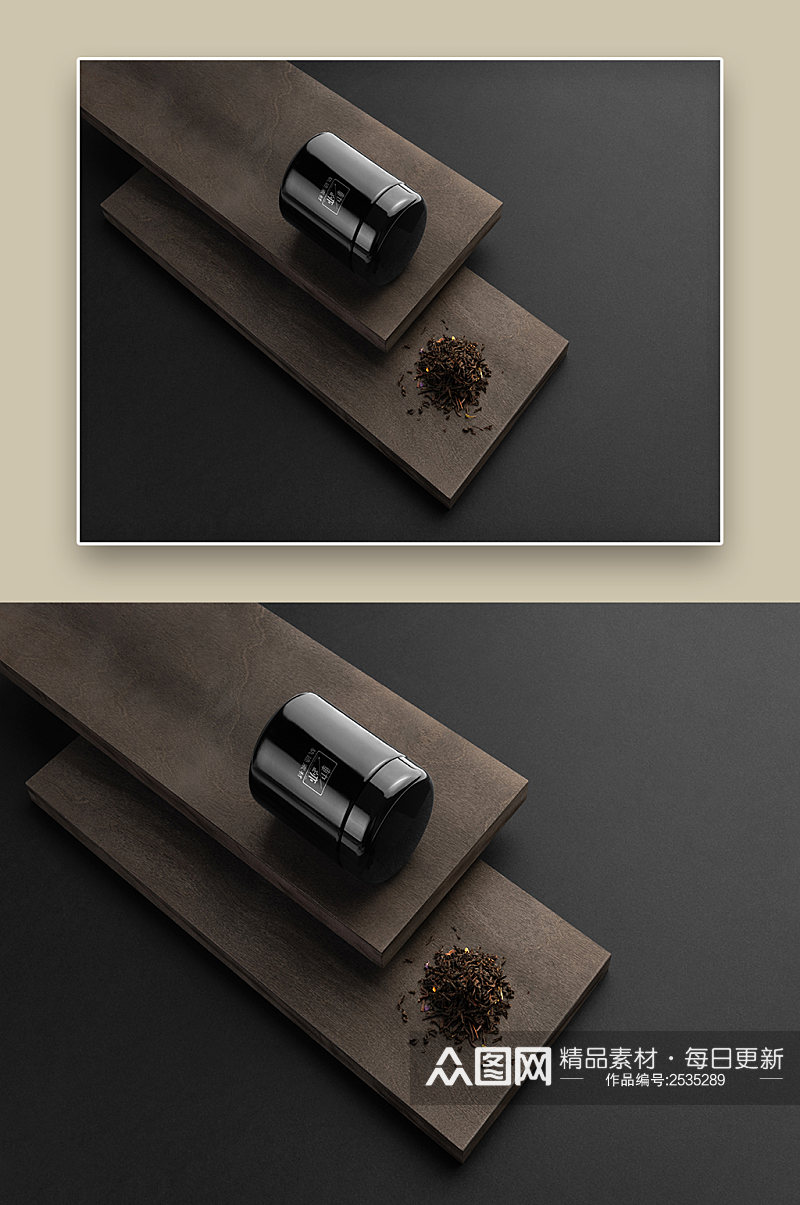 黑色铁盒高端茶叶品牌文创样机素材