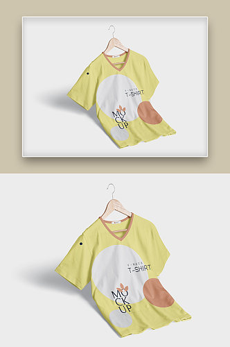 睡衣黄色简洁简约英文图案T恤样机