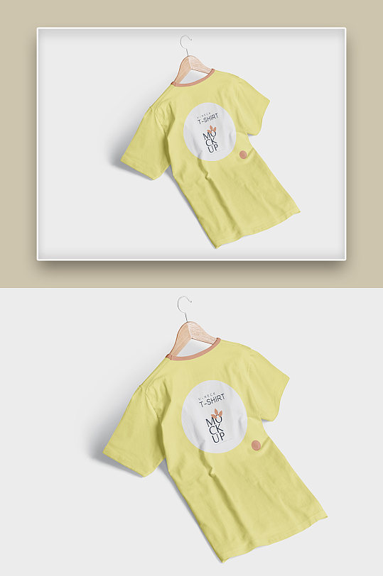 睡衣黄色简洁简约英文图案T恤样机