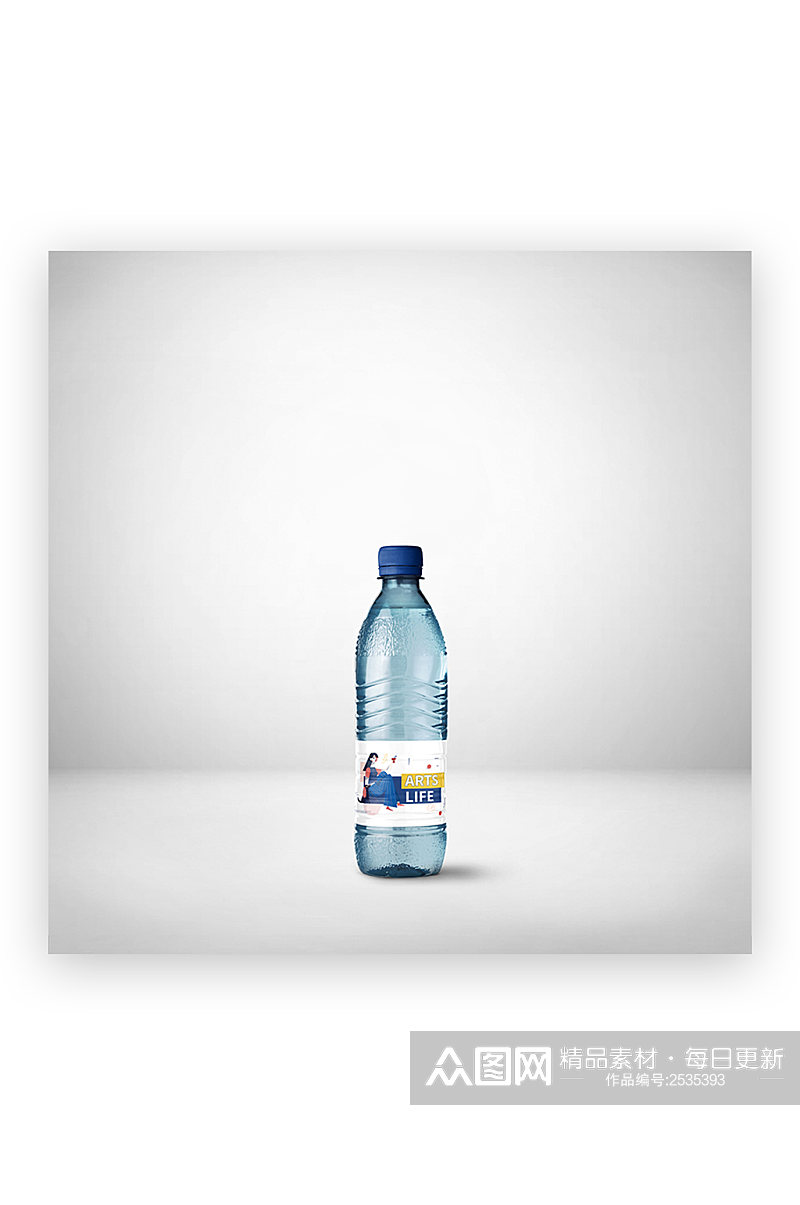 蓝色瓶子矿泉水纯净水样机素材
