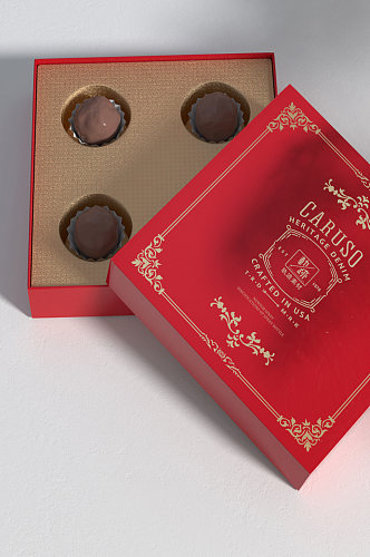 巧克力大红色高档礼盒包装样机