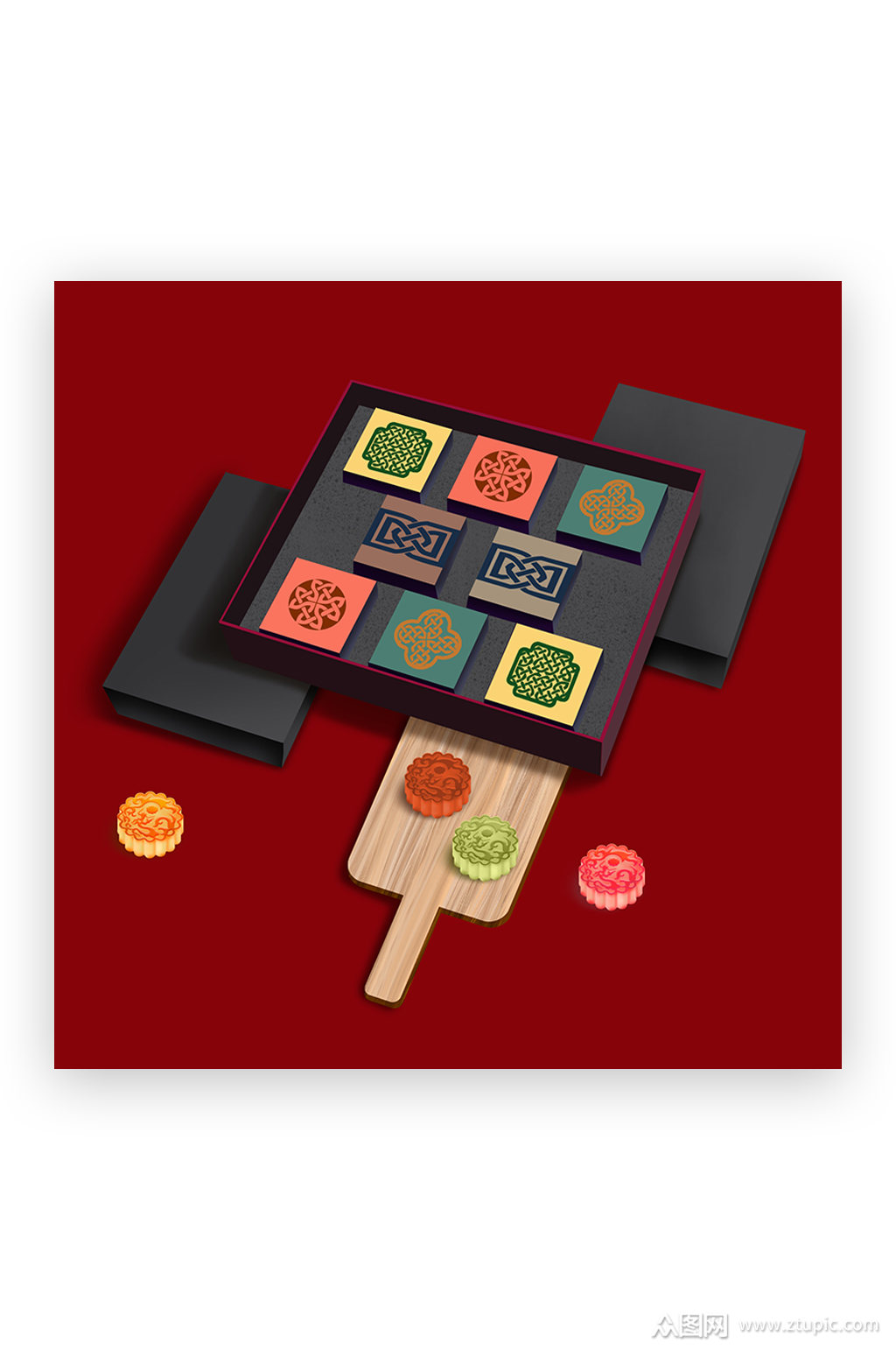 创意时尚中国风中秋端午礼盒包装样机模板下载-编号2595373-众图网