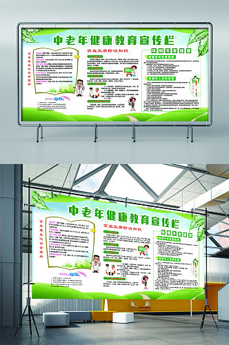 中老年健康教育宣传栏展板