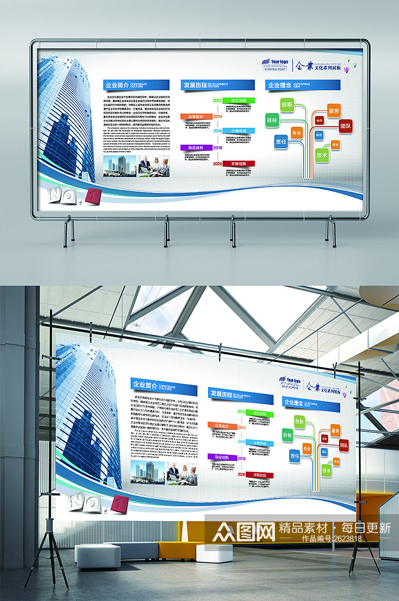 企业简介企业发展展板素材