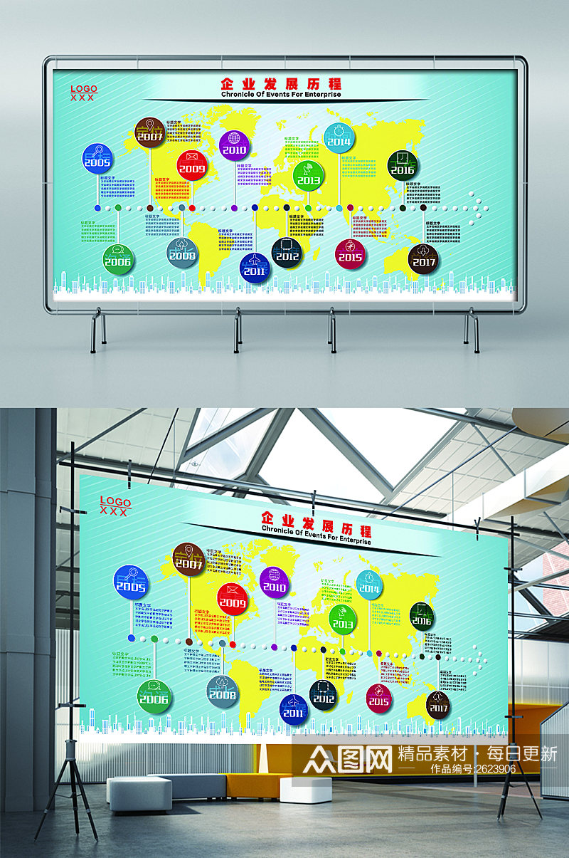 企业发展历程展板展架素材