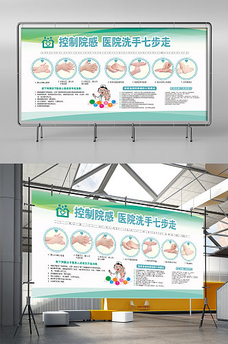 医院七步洗手法展架