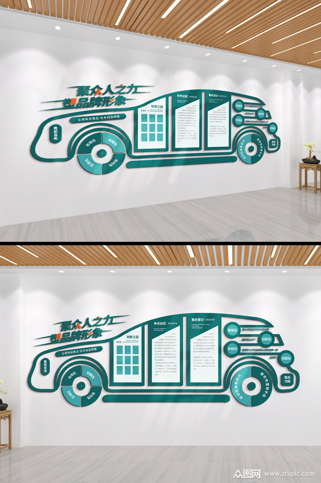 汽车美容 汽车聚众人之力文化墙