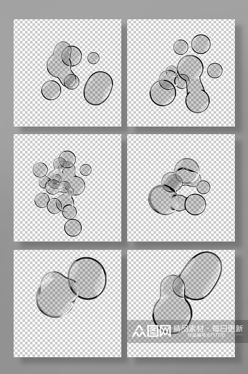 艺术抽象透明液态水滴PNG素材