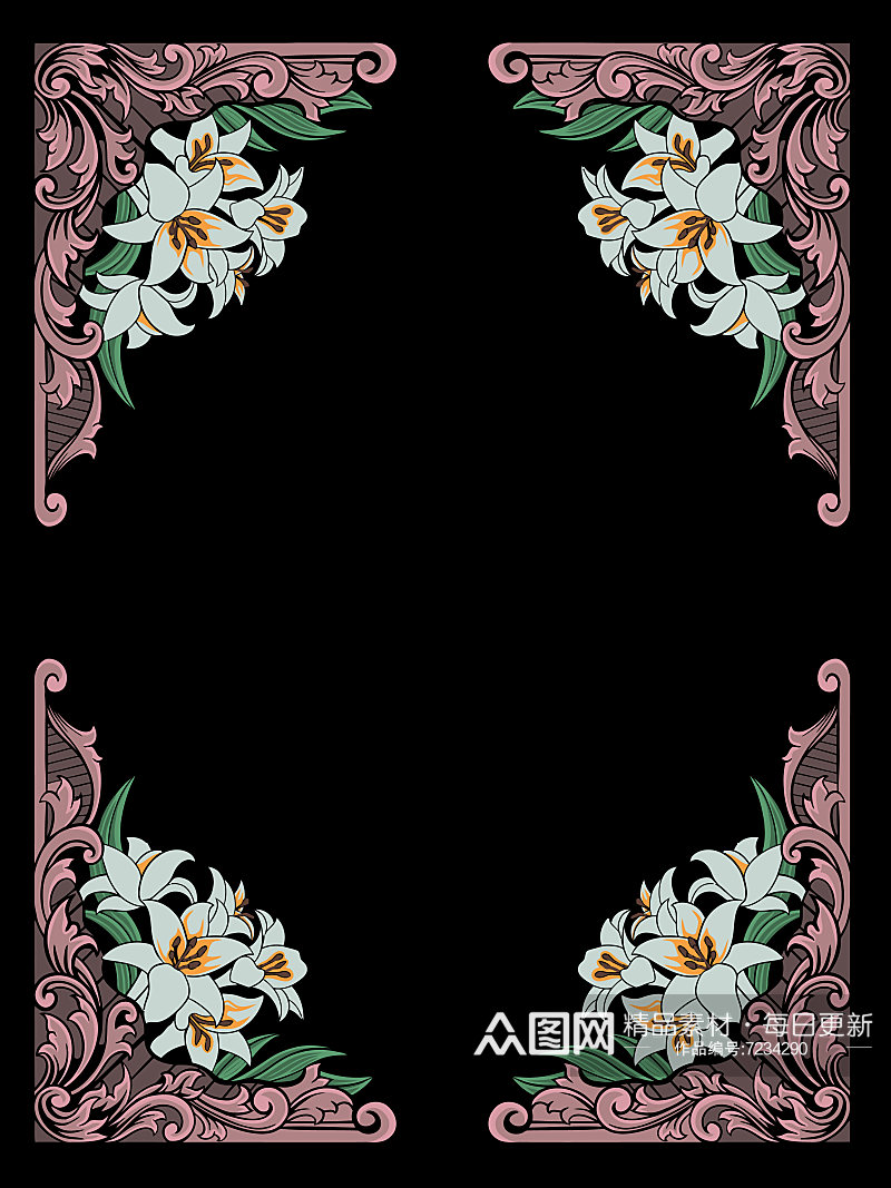 花卉欧式花纹边框背景封面素材