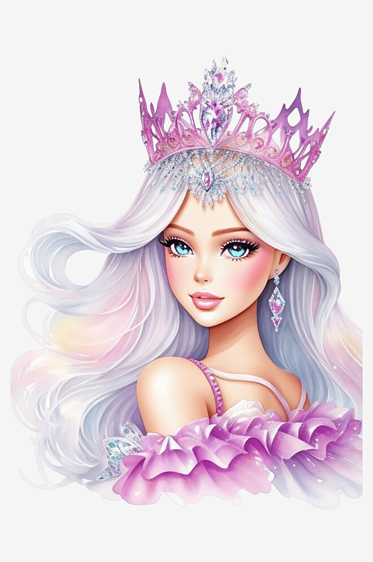 粉色芭比公主数字插画