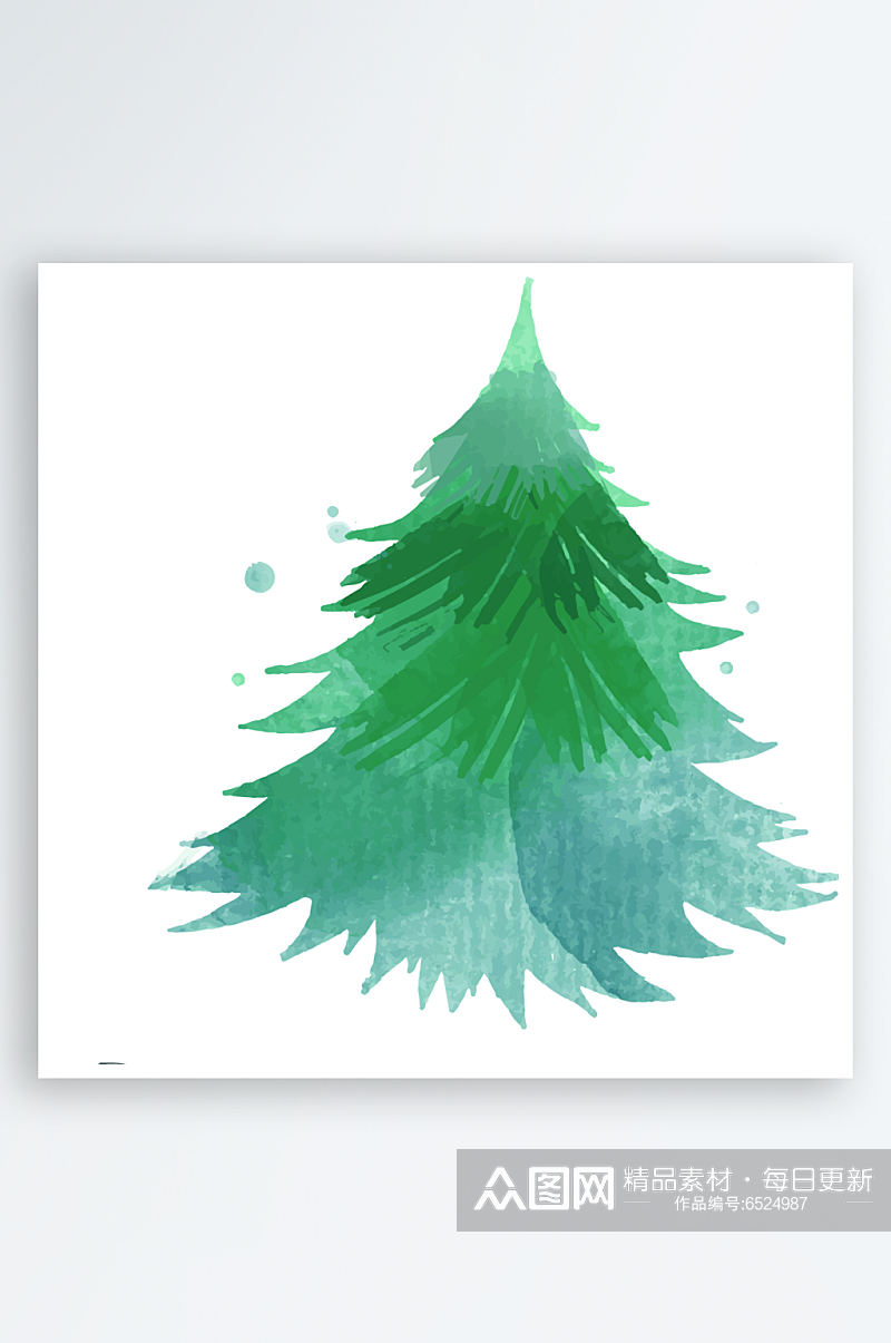 手绘水彩森林树木素材