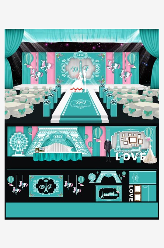 时尚婚礼舞台背景-众图网