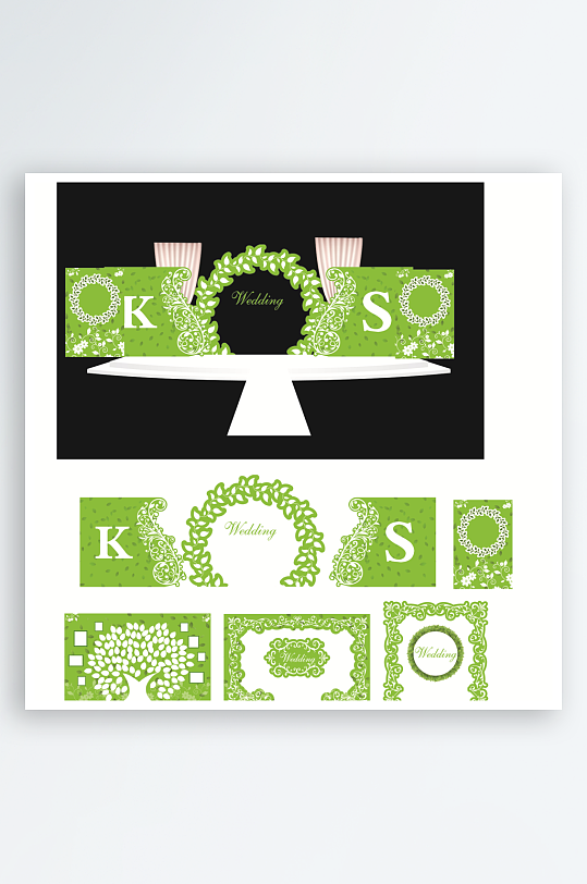 绿色婚礼舞台背景-众图网