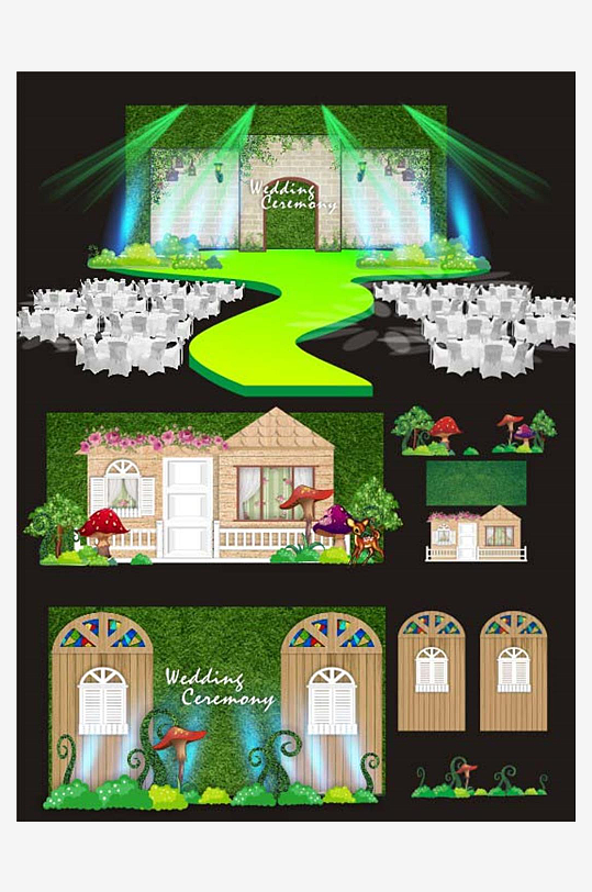 高级婚礼主题舞台背景模版-众图网