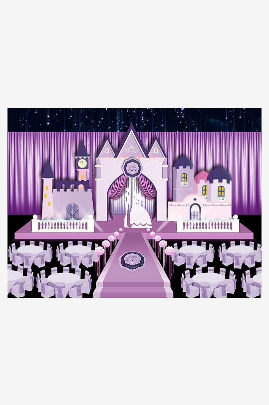 高级婚礼主题舞台背景模版-众图网