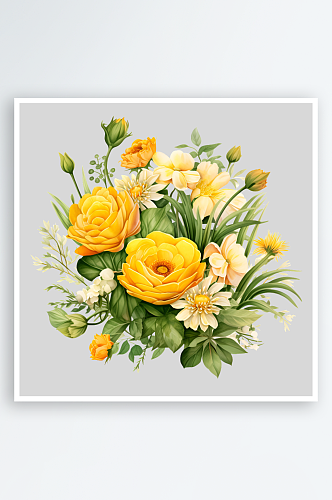 黄色春天花卉png设计素材