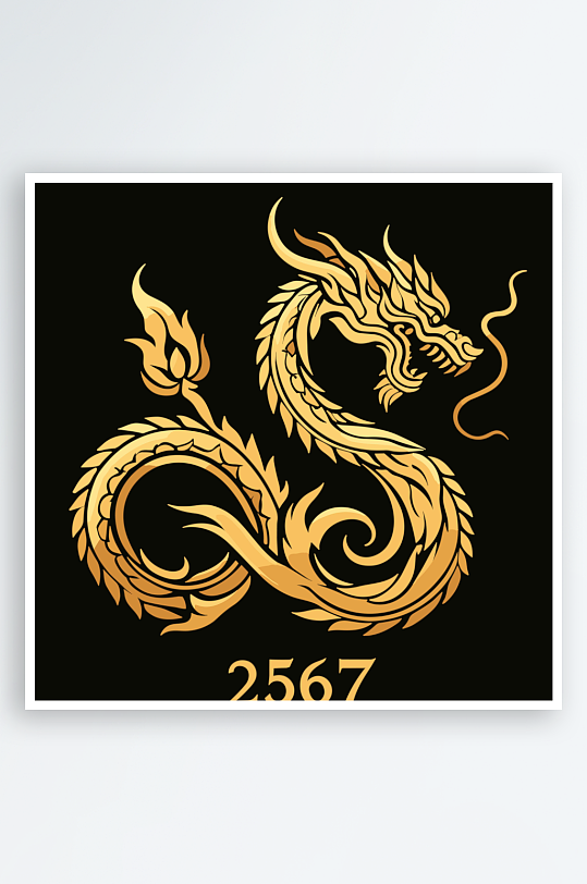 金色中国龙卡通剪影