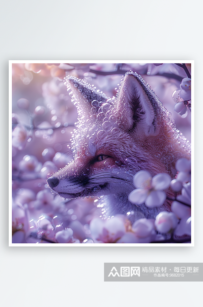 冬季紫色动物狐狸素材