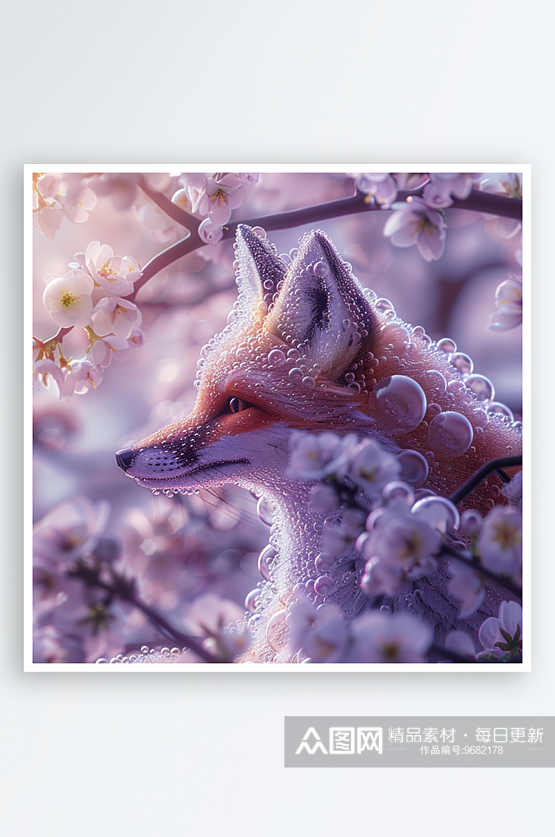 冬季紫色动物狐狸素材