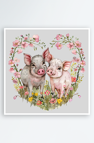 可爱粉色小猪插画png