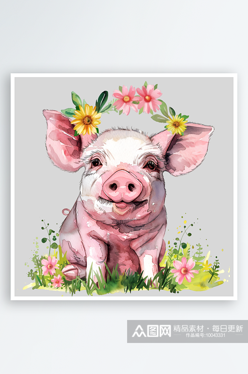 可爱粉色小猪插画png素材