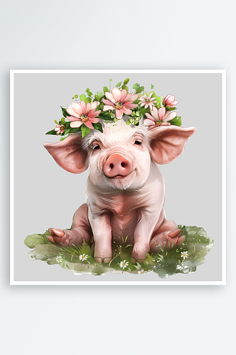 可爱粉色小猪插画png
