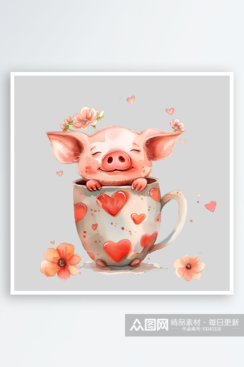 可爱粉色小猪插画png素材